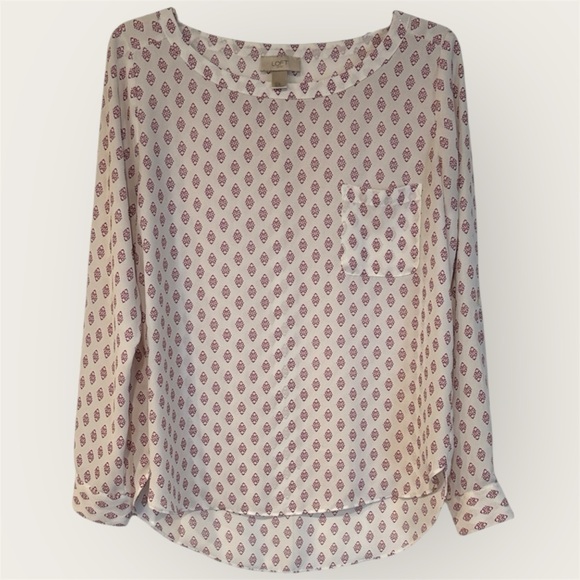 LOFT Tops - LOFT Blouse with Pink and Cream Pattern Size S
